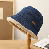 Women Velvet Retro Thick Warm Bucket Hat_Cwab2857