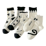 CUTE CARTOON PATTERN PURE COTTON MID CALF SOCKS_CWMS0539