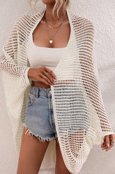 Cwmw140 Oversized Crochet Open Front Cardigan Sweater