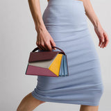 GEOMETRIC CONTRASTING COLOR PATCHWORK HANDL BAG_CWAB1932