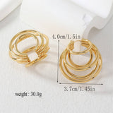 18K GOLD TITANIUM STEEL THREE LAYER EARRINGS_CWMM3599