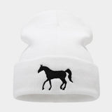 HORSE EMBROIDERY WARM COLD OUTDOOR KNITTED HAT_CWAH2090
