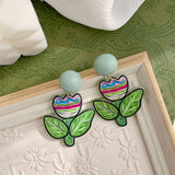 CONTRAST COLOR GRAFFITI FLOWER EARRINGS_CWAJE1638