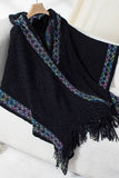 Cwocas0048_Ethnic Knitted Hooded Tassel Cape Shawl