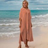 BAMBOO COTTON BEACH COVERUP SOLID COLOR BIKINISHIRT_CWMM6300
