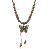 LONG WOODEN BEAD BUTTERFLY TASSEL NECKLACE_CWMM4586