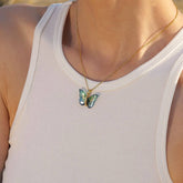 RESIN BUTTERFLY PENDANT NECKLACE_CWAJE0618