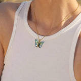 RESIN BUTTERFLY PENDANT NECKLACE_CWAJE0618