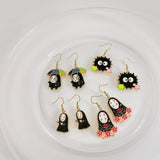 CARTOON FUNNY SEA URCHIN GHOST EARRINGS_CWAJE1846