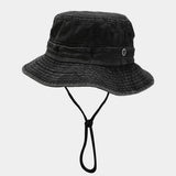 Vintage Washed Patchwork Bucket Hat With Strap_Cwah3788
