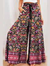 CASUAL PRINTED LACE-UP PANTS_CWBLP0633