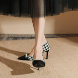 THOUSAND BIRD PLAID SLIM HEEL HIGH HEELS_CWSHH0024