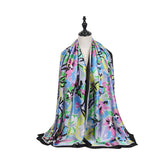 RAINBOW FLORAL SATIN SCARF SUMMER SUNPROOF WRAP_CWASC0673