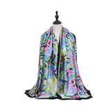 RAINBOW FLORAL SATIN SCARF SUMMER SUNPROOF WRAP_CWASC0673