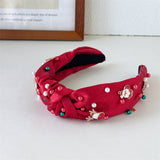 Christmas Pearl Satin Knot Headband Wide_Cwaha07596
