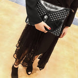 SKULL RIVET LARGE CAPACITY CLIP BAG CLUTCH BAG_CWAB1470