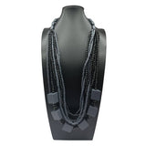 SQUARE WOOD MULTI LAYER WOODEN BEAD NECKLACE_CWMM4975