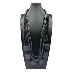 SQUARE WOOD MULTI LAYER WOODEN BEAD NECKLACE_CWMM4975
