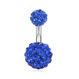 CLAY BALL BELLY RING CZ STAINLESS STEEL PIERCING_CWMM9193