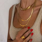 SNAKE CHAIN COMBINATION MULTI LAYERED NECKLACE_CWMM3621