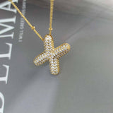 COPPER ZIRCONIA 26 LETTERS PENDANT NECKLACE_CWMM5869