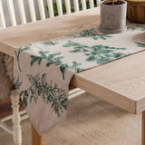 GREEN PINE CONE PRINTED FABRIC LONG TABLECLOTH_CWMM0999