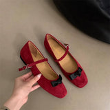 BOW SQUARE TOE MARY JANES WITH COLOR BLOCK_CWSHF0161