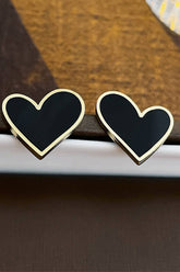 BLACK HEART STUD EARRINGS_CWAJE0296