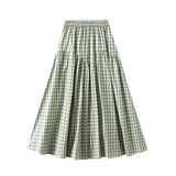 Vintage Plaid High-Waist A-Line Flared Skirt_Cwbms0349
