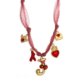 COLORFUL SCARF NECKLACE WITH FRUIT CHARMS_CWMM8801