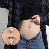 CLAY BALL BELLY RING CZ STAINLESS STEEL PIERCING_CWMM9193