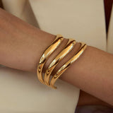 MINIMALIST 3 LAYER OPEN BANGLE 18K GOLD STEEL_CWAJE4690