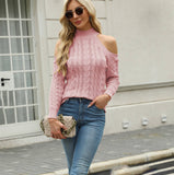 Twisted Half-Shoulder High Neck Knit Jacket