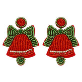 HANDMADE BEADED CHRISTMAS BELL EARRINGS_CWAJE1044