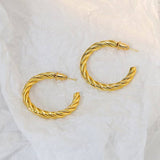 14K GOLD PLATED TWISTED ROPE ROUND HOOP EARRINGS_CWAJE0549