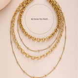 MULTI LAYERED BEAD NECKLACE WITH 18K GOLD PLATING_CWMM3674