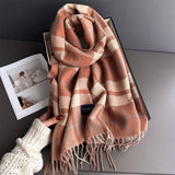 Fresh Plaid Cashmere Feel Tassel Scarf Wrap_Cwasc03245
