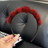 CUTE REAL MINK FUR BALL HEADBAND FUR HEADDRESS_CWMM2529