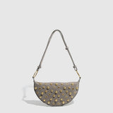Studded Polka Dot Punk Shoulder Bag For Women_Cuab00617