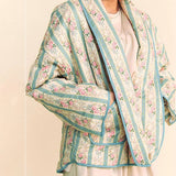 STRIPED FLORAL PRINT LOOSE QUILTED JACKET_CWOJA1552