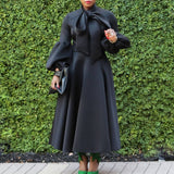 LANTERN SLEEVE HIGH WAIST BOW OVERSIZED DRESS_CWDMD3664