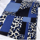 LEOPARD COLORBLOCK SCARF WARM TASSEL WINTER WRAP_CWASC1458