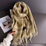 Elegant Plaid Feel Soft Winter Tassel Scarf_Cwasc03241