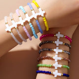 CROSS COLORED CRYSTAL HANDMADE BRACELET_CWMM3819