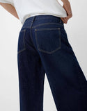Wash Wide-Leg Mid-Waist Straight-Leg Pants