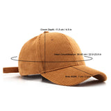CORDUROY BASEBALL CAP UNISEX WINTER WARM OUTDOOR_CWAH0517