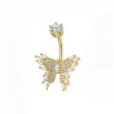 NEW CZ BUTTERFLY STAINLESS STEEL NAVEL RING_CWMM9373