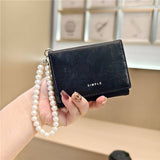 Velvet Pearl Letter Trifold Mini Wallet_Cwab06211