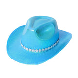GLITTER WESTERN COWBOY HAT WITH RHINESTONE STRIP_CWAH3646