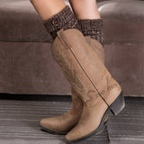 Winter Knee Pads Diamond Grid Plus Fleece Socks_Cwms0761